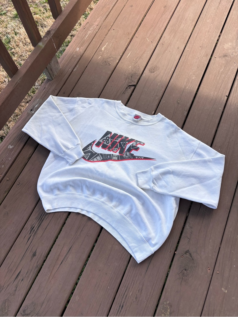 Vintage 90s Nike ACG Mens L White Big Logo Crewneck
